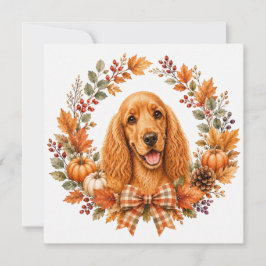 Tarjeta Pequeña Corona de otoño de Cocker Spaniel