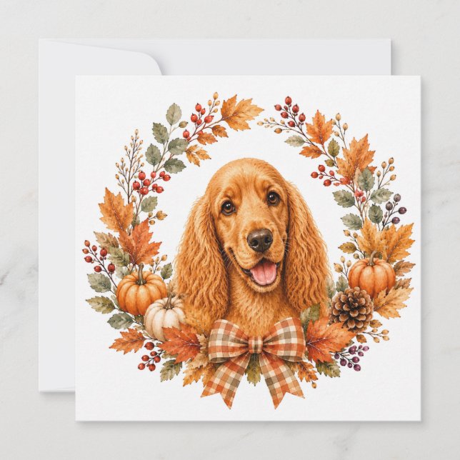 Tarjeta Pequeña Corona de otoño de Cocker Spaniel (Anverso)