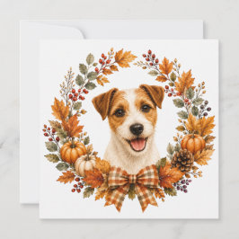 Tarjeta Pequeña Corona de Otoño de Jack Russell Terrier