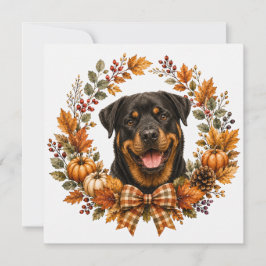 Tarjeta Pequeña Corona de Otoño de Rottweiler