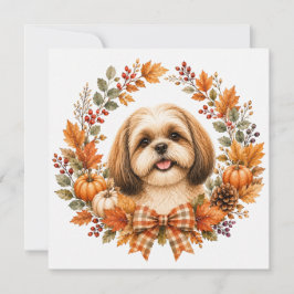 Tarjeta Pequeña Corona de Otoño de Shih Tzu