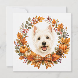 Tarjeta Pequeña Corona de Otoño Westie