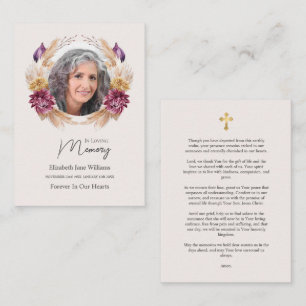 Tarjeta Pequeña Corona floral de oración memorial fúnebre fotográf