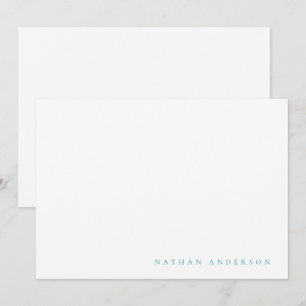 Tarjeta Pequeña Correspondencia azul Verde azulada simple y Minima