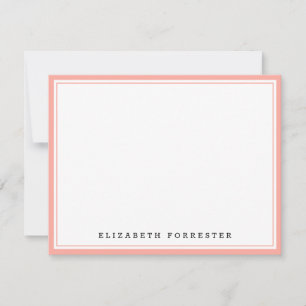 Tarjeta Pequeña Correspondencia de borde doble Salmon Pink Classic