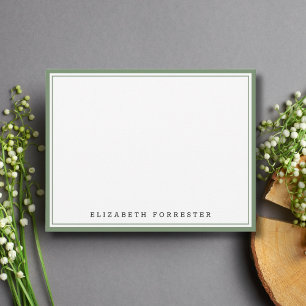 Tarjeta Pequeña Correspondencia de doble borde verde sage