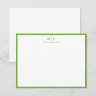 Tarjeta Pequeña Correspondencia de monograma Pear Green Classic Bo