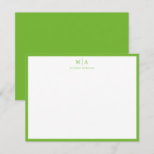Tarjeta Pequeña Correspondencia de monograma Pear Green Classic Bo