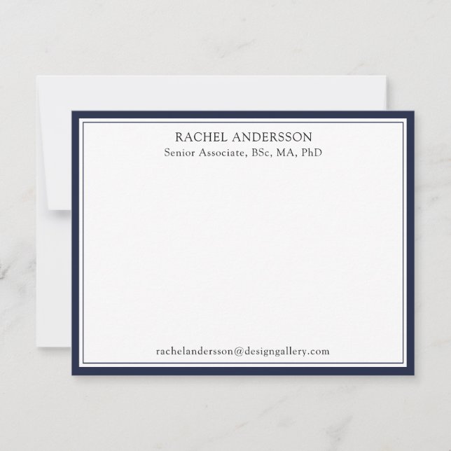 Tarjeta Pequeña Correspondencia profesional elegante Denim Blue (Anverso)