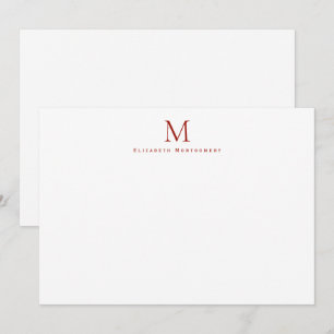 Tarjeta Pequeña Correspondencia Roja de cerezo en monograma modern