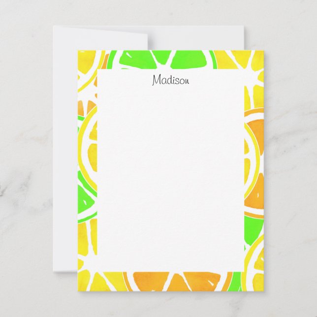 Tarjeta Pequeña Cortes de cítricos (Anverso)