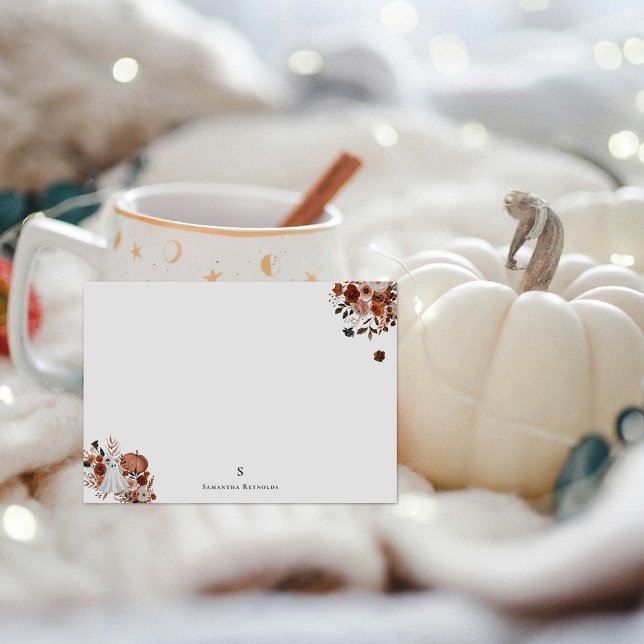 Tarjeta Pequeña Cosecha Embrujada Floral & Fantasma Personalizado (Subido por el creador)