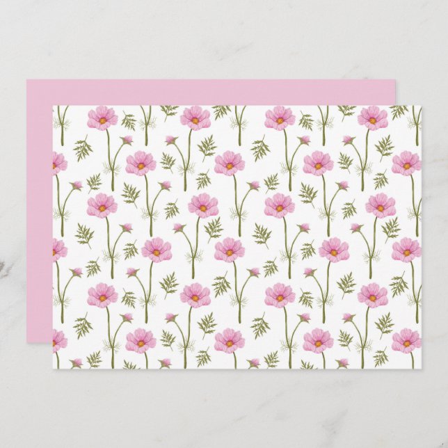 Tarjeta Pequeña Cosmos Floral Botanical Note Card (Anverso / Reverso)