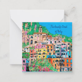 Tarjeta Pequeña Costa Amalfitana de Italia Arte Digital Tradiciona