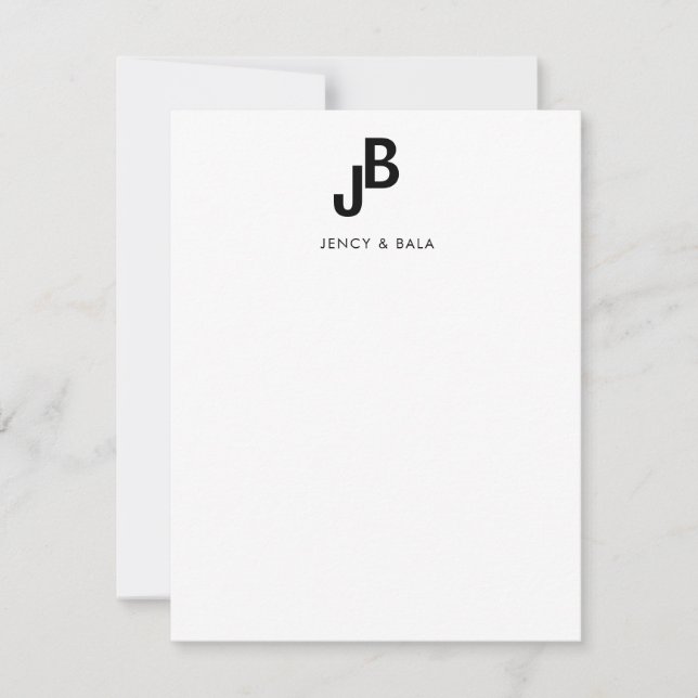Tarjeta Pequeña Couple Monogram Elegant Black and White Design (Anverso)