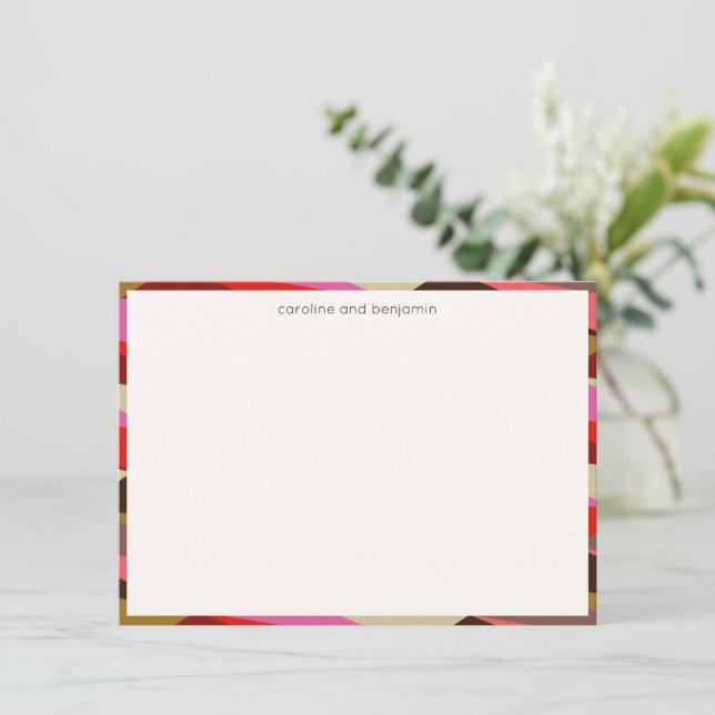 Tarjeta Pequeña Couple Names Geometric Pink Gold Modern Border (Anverso de pie)