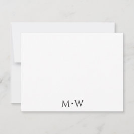 Tarjeta Pequeña Couple's Initials Newlyweds Black White Stationery