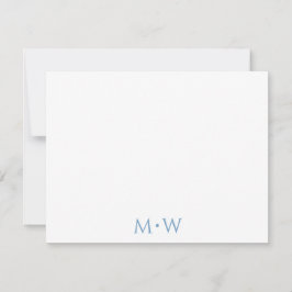 Tarjeta Pequeña Couple's Initials Newlyweds Light Blue Stationery