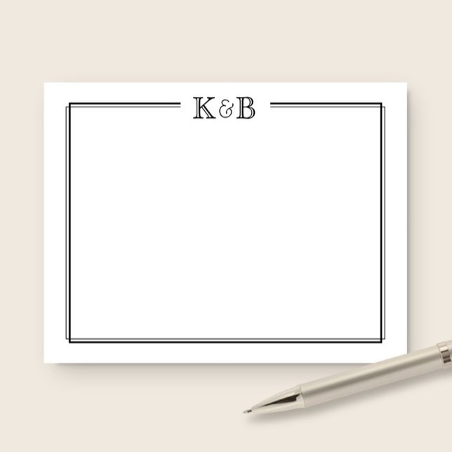 Tarjeta Pequeña Couple's Initials Newlyweds Monogram Black White (Subido por el creador)