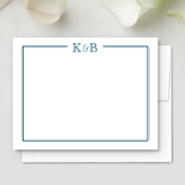 Tarjeta Pequeña Couple's Initials Newlyweds Monogram Blue