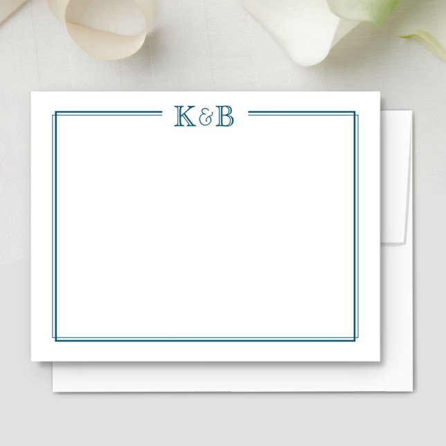 Tarjeta Pequeña Couple's Initials Newlyweds Monogram Blue (Subido por el creador)