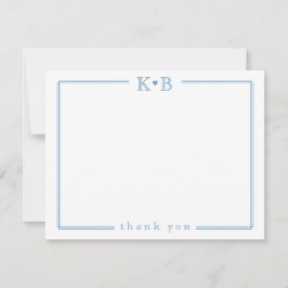 Tarjeta Pequeña Couple's Initials Newlyweds Monogram Thank You
