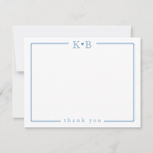 Tarjeta Pequeña Couple's Initials Newlyweds Monogram Thank You (Anverso)