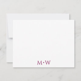 Tarjeta Pequeña Couple's Initials Newlyweds Wine Red Stationery
