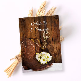 Tarjeta Pequeña Cowboy Boots Horse Bit Country Wedding Flat Notes