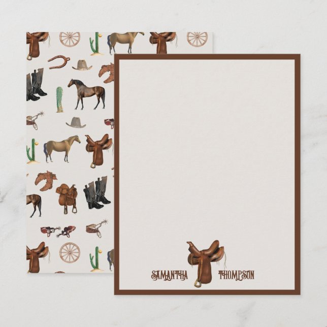 Tarjeta Pequeña Cowboy Cowgirl Western Rodeo Country Name (Anverso / Reverso)