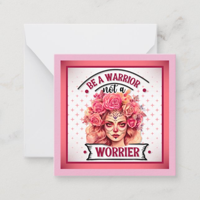 Tarjeta Pequeña Cráneo de azúcar rosa y Bonito (Anverso)