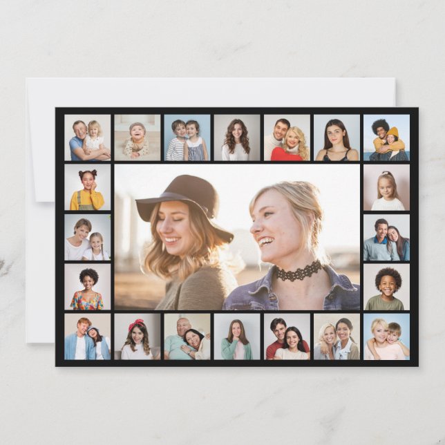 Tarjeta Pequeña Crea tu propio collage de 21 fotos editable en col (Anverso)