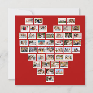 Tarjeta Pequeña Crea tu propio collage de 44 fotos corazón rojo