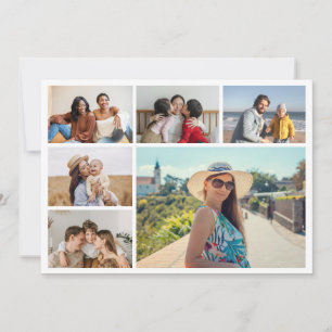 Tarjeta Pequeña Crea tu propio collage de 6 fotos editable en colo