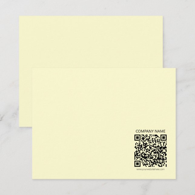Tarjeta Pequeña Crear un código QR | Amarillo pálido (Anverso / Reverso)
