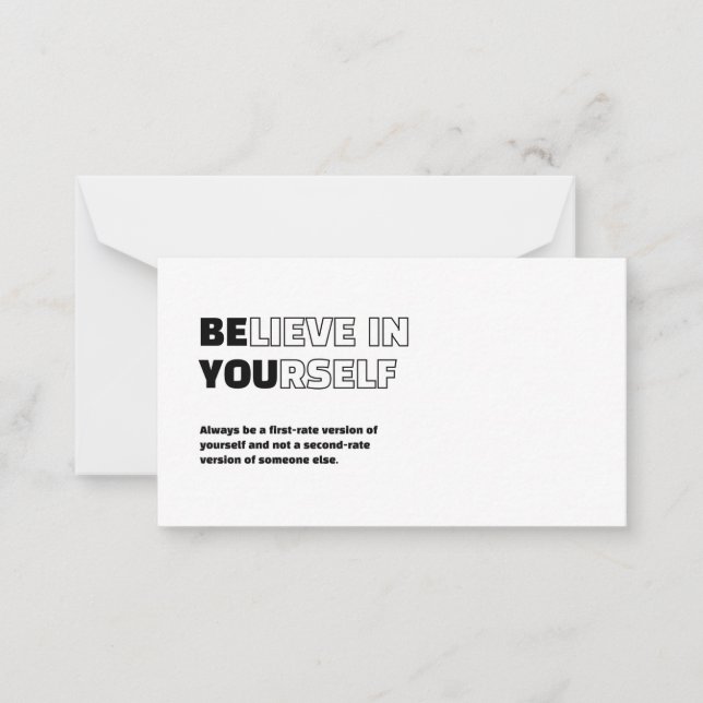 Tarjeta Pequeña Creer en ti mismo Notecard Motivacional (Anverso)
