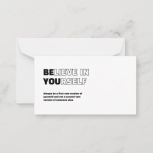 Tarjeta Pequeña Creer en ti mismo Notecard Motivacional