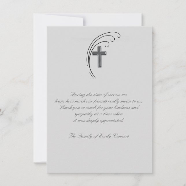 Tarjeta Pequeña Cross y Fern - Bereavement Gracias Notecard (Anverso)