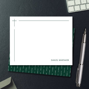 Tarjeta Pequeña Cruz Cristiana Moderna Monograma Minimalista Verde