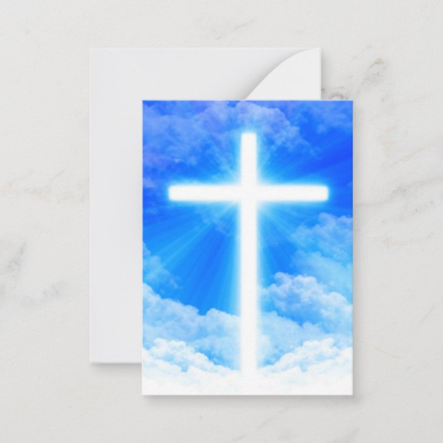 Tarjeta Pequeña Cruz de la Luz Jesucristo Personalizable Cristiano (Anverso)
