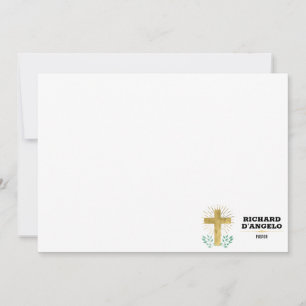 Tarjeta Pequeña Cruz de Relieve metalizado dorado con Laureles ver