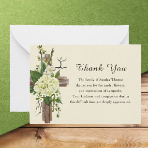 Tarjeta Pequeña Cruz Floral de Duelo Memorial Simple y Elegante