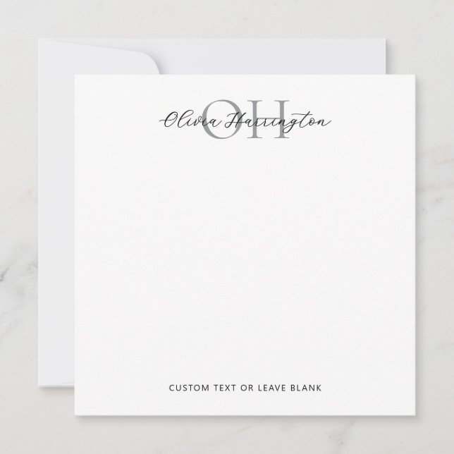 Tarjeta Pequeña Cuadrado clásico de guiones modernos en blanco y n (Anverso)