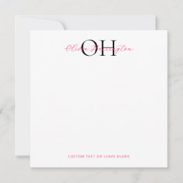 Tarjeta Pequeña Cuadrado clásico moderno de guiones negros y rosad