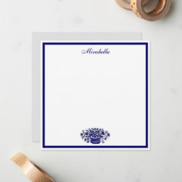 Tarjeta Pequeña Cuadrado de borde azul floral azul y blanco person