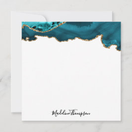 Tarjeta Pequeña Cuadrado de guiones de Geode de terciopelo Verde a