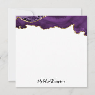 Tarjeta Pequeña Cuadrado de guiones de Geode de Velvet Purple Gold