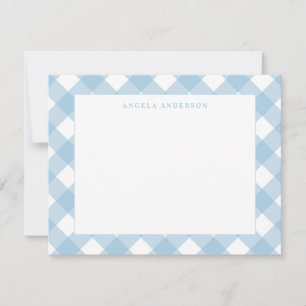 Tarjeta Pequeña Cuadro de Gingham Azul Claro Pastel Moderno