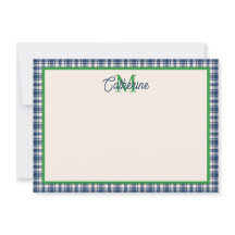 Cuadro de Gingham Azul y Verde Tartán Monograma