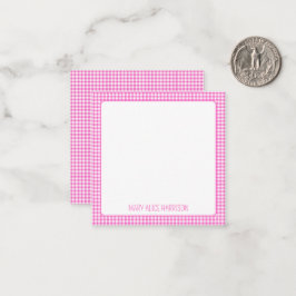 Tarjeta Pequeña Cuadro de Gingham Rosa y Blanco Personalizado